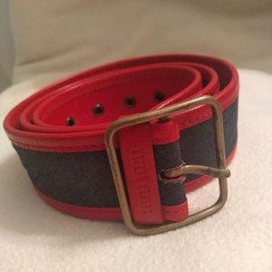 Miu Miu Denim and Red Leather Belt